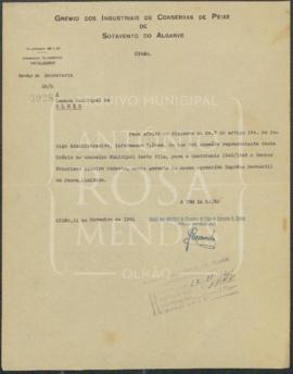 Correspondência relativa à nomeação de representantes ao Conselho Municipal 1941